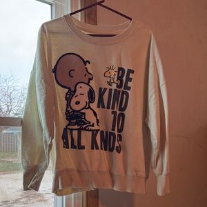 Hybrid Apparel Cream Sweater with Snoopy and Charlie Brown